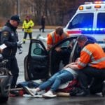 Ambulans ve polisin olduğu bir görüntü