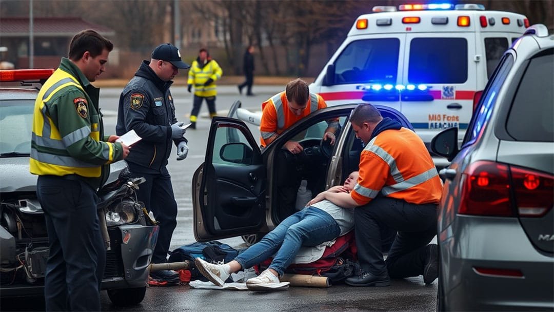 Ambulans ve polisin olduğu bir görüntü