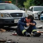 Yaralanmalı kaza sonrası yolun ortasında oturan bir kazazede