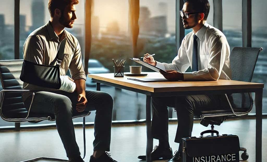 Sigorta şirketi yetkilisi ve kazazede tazminat hesaplaması konuşurken