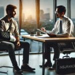 Sigorta şirketi yetkilisi ve kazazede tazminat hesaplaması konuşurken