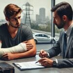 Kazazede ve avukatı ofiste detayları görüşüyor