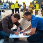 Kaza sonrası tutanak tutan kazazede.