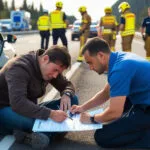 Kaza sonrası tutanak tutan kazazede.