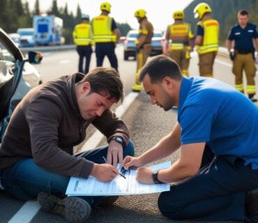 Kaza sonrası tutanak tutan kazazede.
